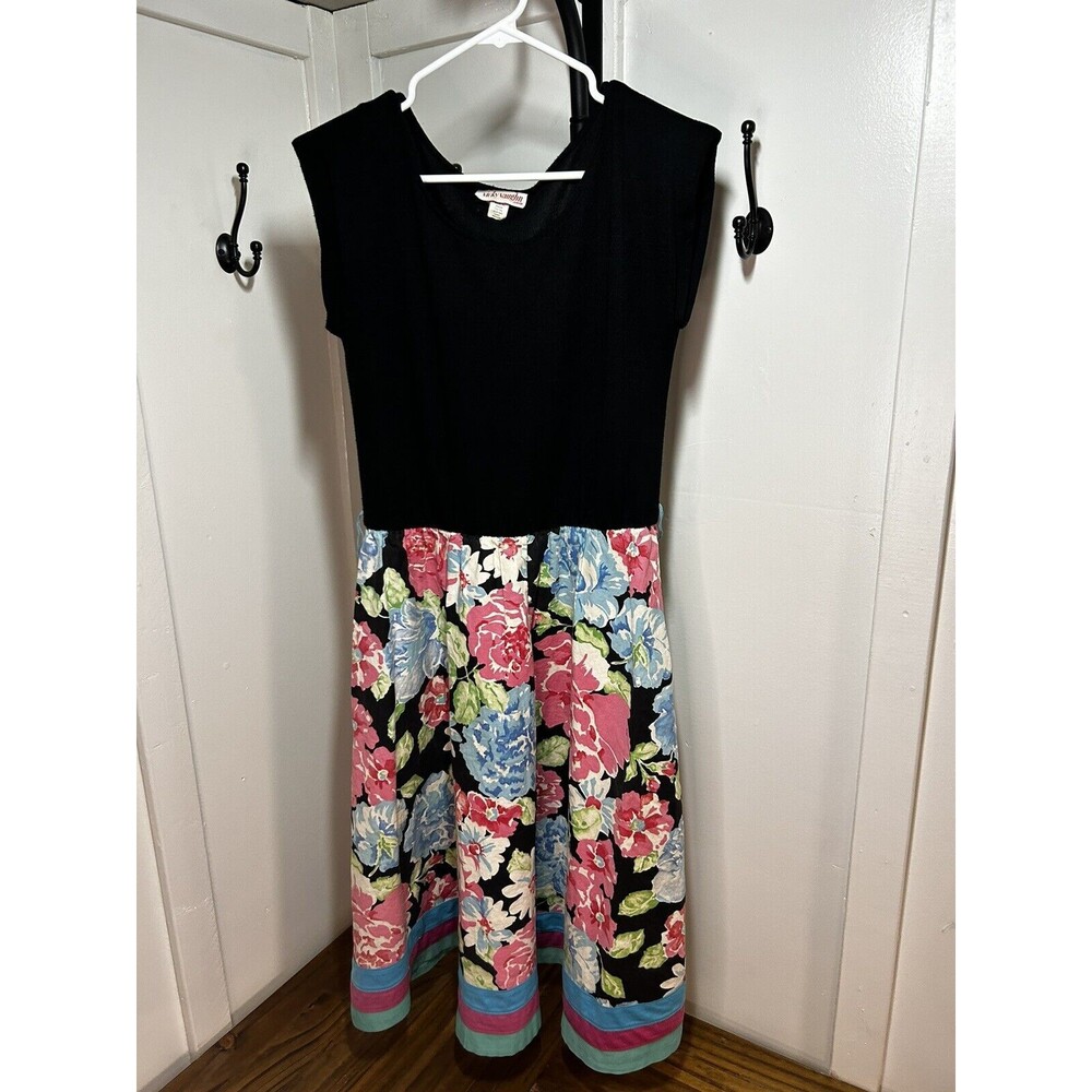 Vintage 1960s 70s Vicky Vaughn Junior Floral A Line Midi Dress Size Medium